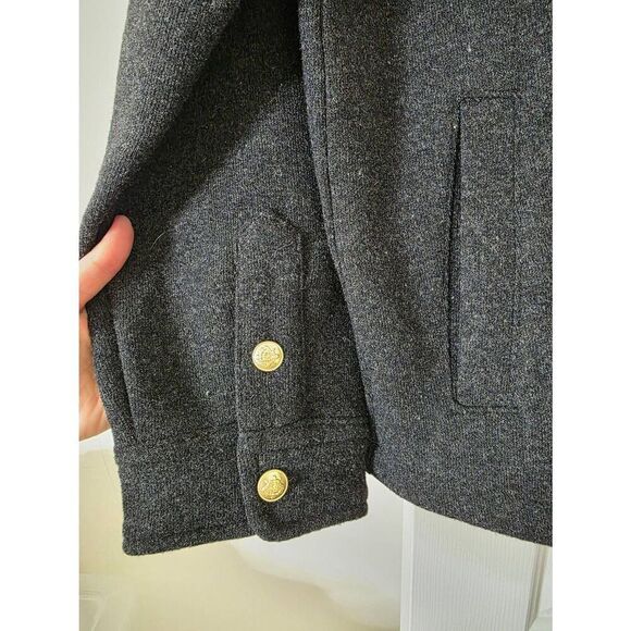 J. Crew Wool Blend Shirt Jacket Womens Large Charcoal Grey Gray Gold Buttons L - Picture 5 of 10